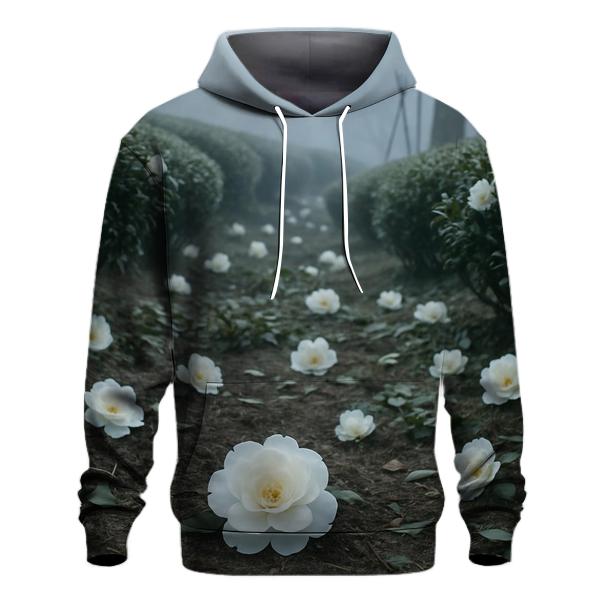 Tea Garden Camellias In Winter Light zip-up hoodies