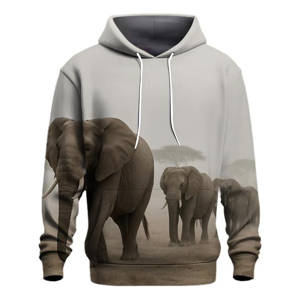 Fog Line Procession African Elephants pullover hoodies