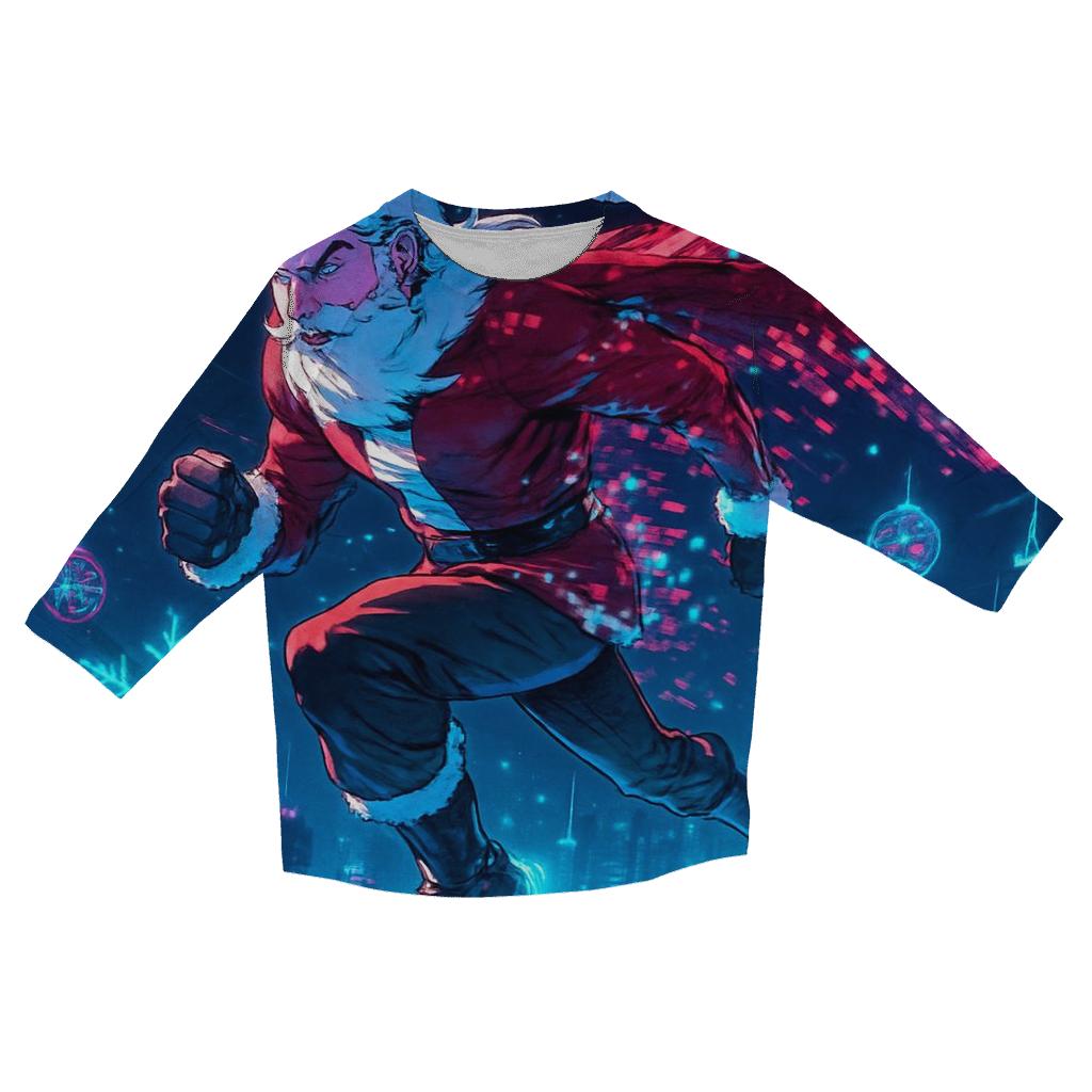 Cyber Sleigh Santa Hologram Run fashion 3/4 sleeve shirts