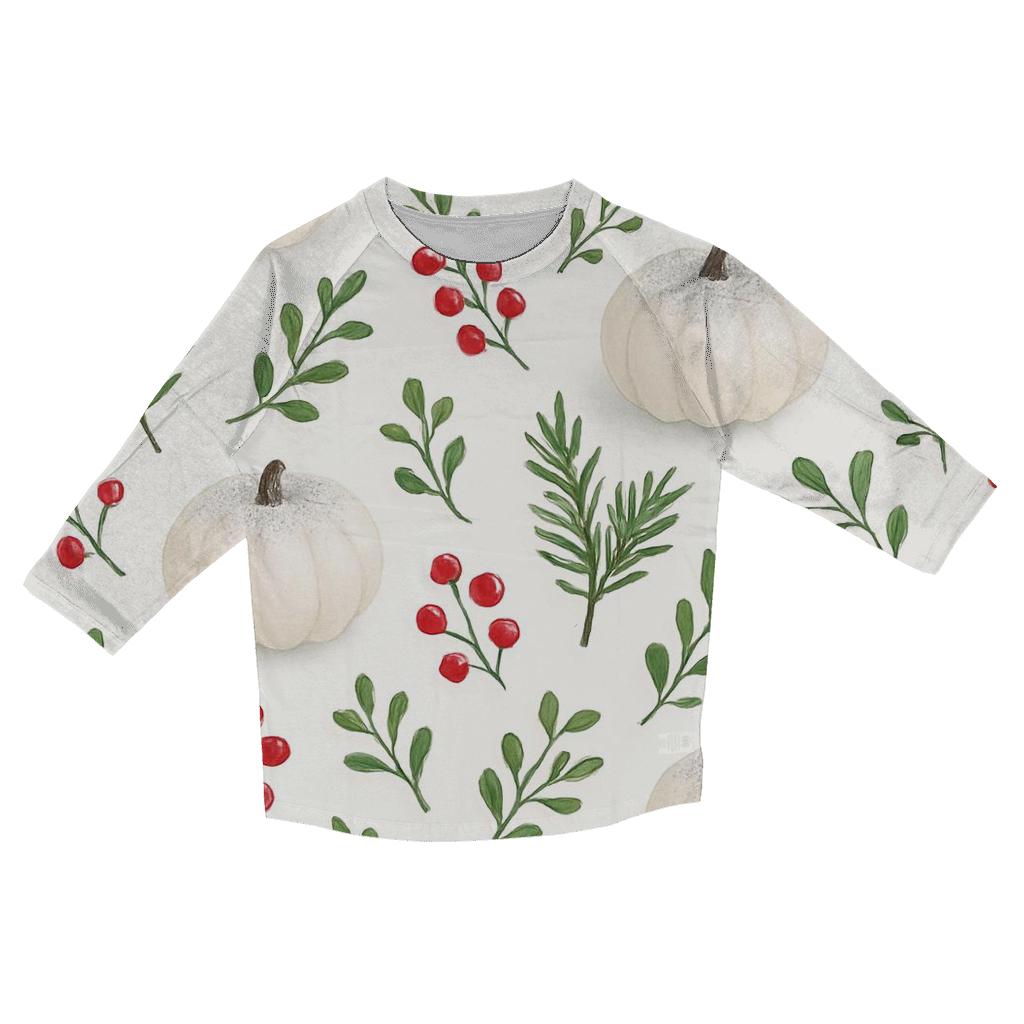 Snow Dusted Pumpkin Forest Scatter On White cotton quarter sleeve shirts