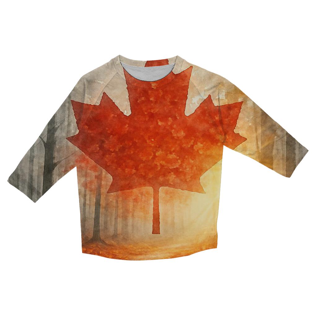 Canadian Maple Forest Double Exposure trendy 3/4 sleeve tops