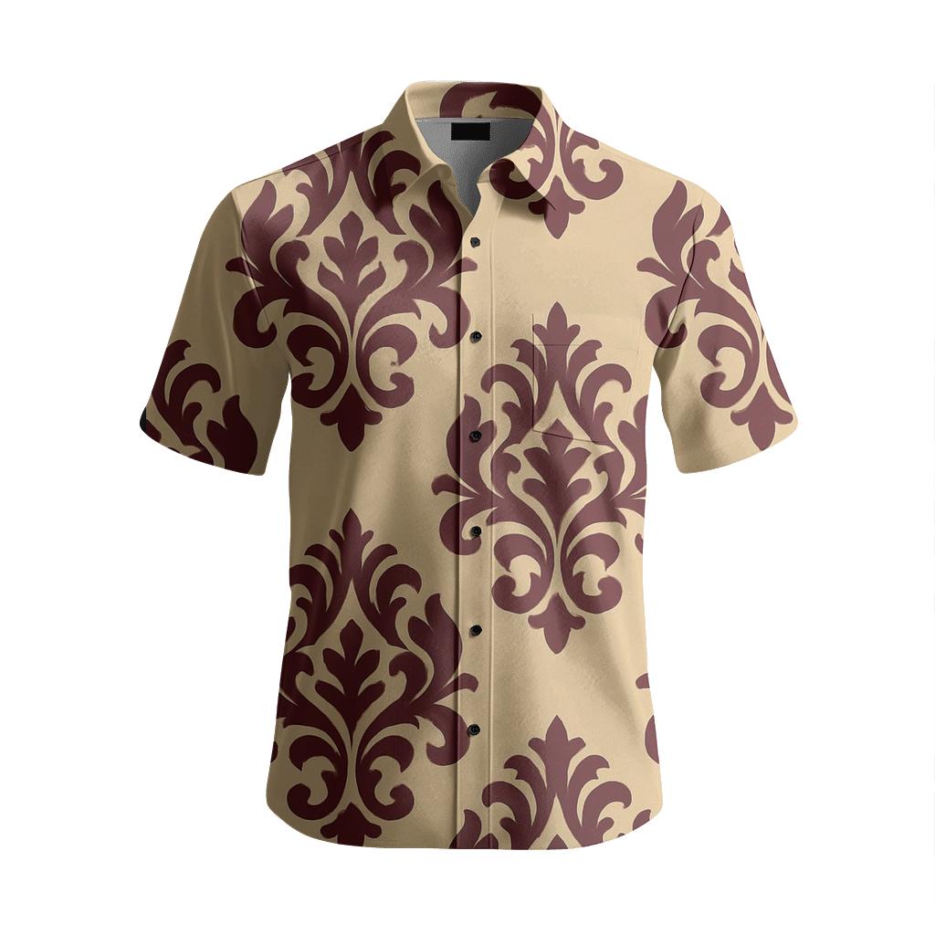 Ornate Damask Vine Silhouette premium embroidered apparel