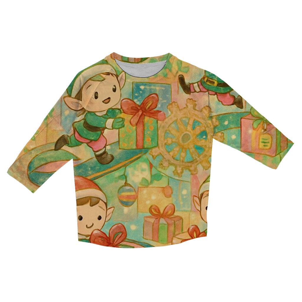 Elves Midnight Gift Wrapping Factory custom 3/4 sleeve shirts