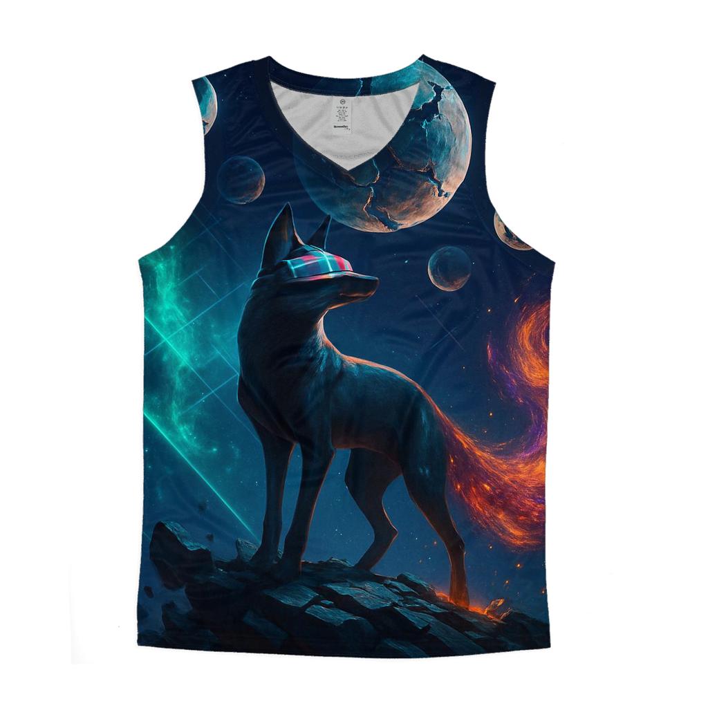 Chrononaut Fox Under Fractured Moons trendy fitted tank tops