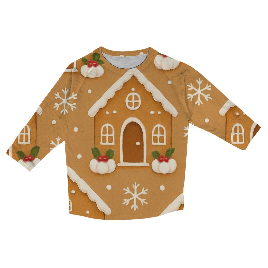 Gingerbread Village With Pumpkin Doorsteps custom 3/4 sleeve shirts