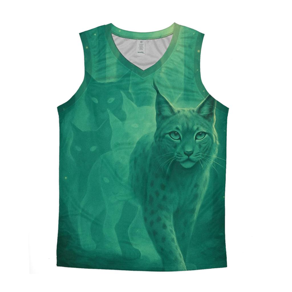 Forest Echo Spirit Lynx graphic print tank tops