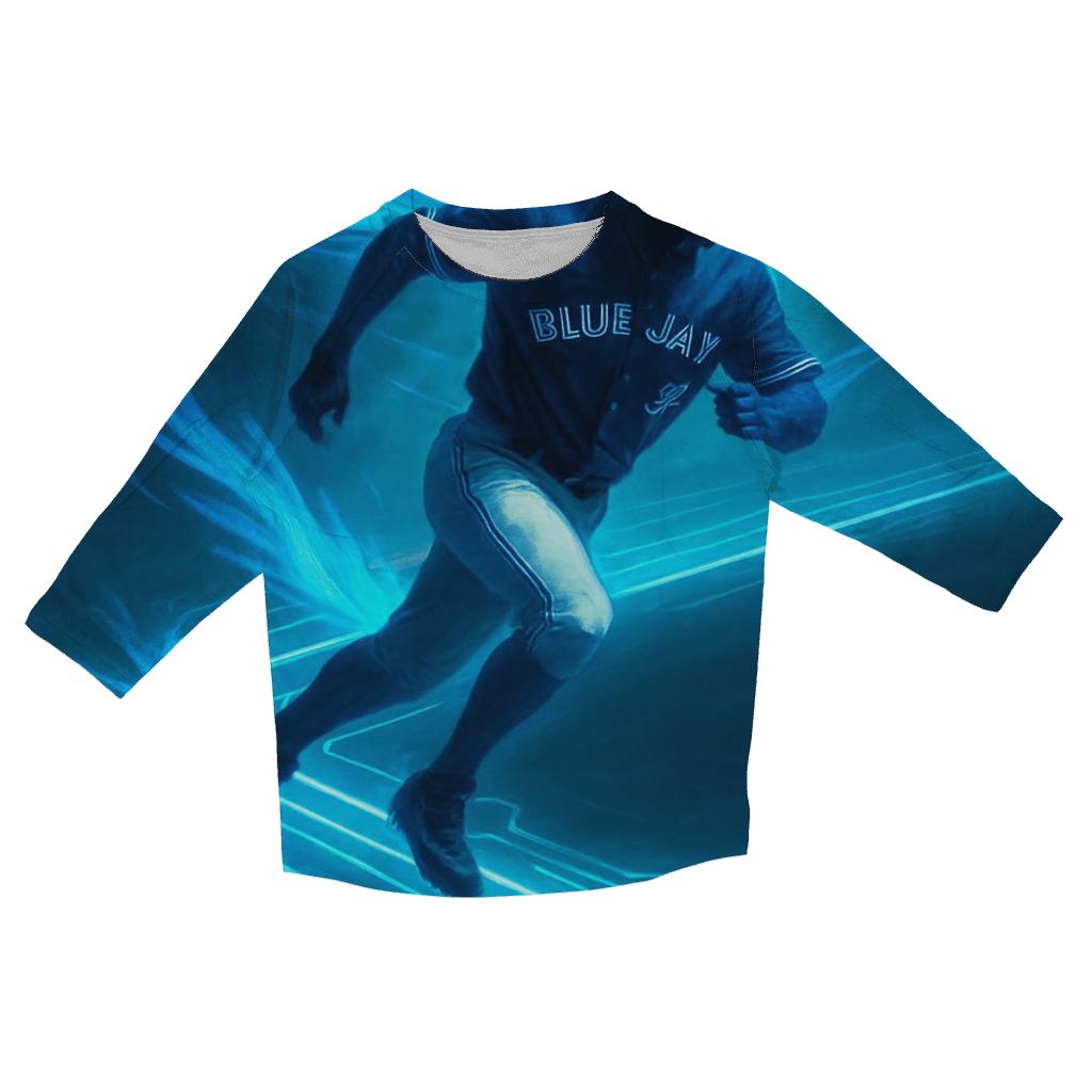 Feather Trail Circuit Blue-Jays Dynamic trendy 3/4 sleeve tops