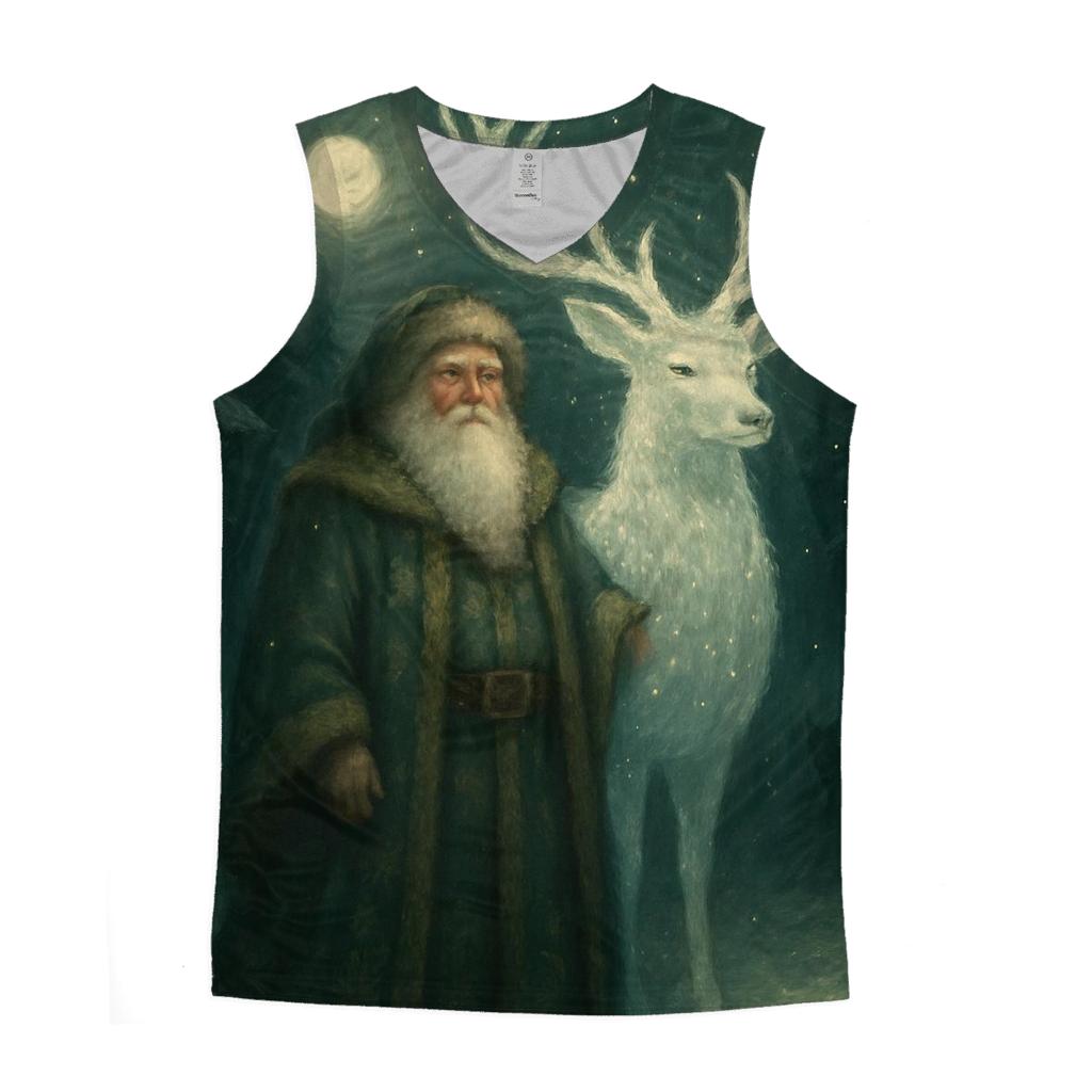 Forest Guardian Santa And Starlit Stag sports performance tank tops