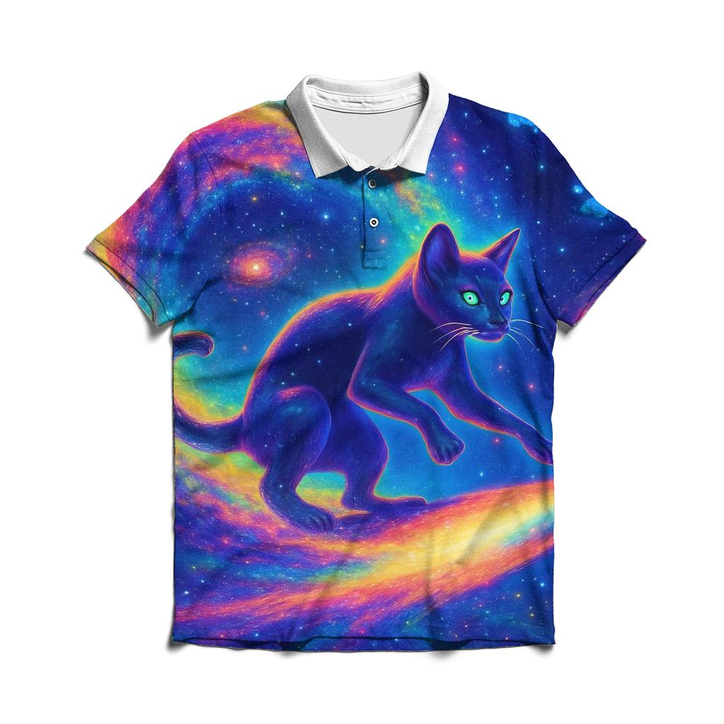 Nebula Tidal Wave Cat Surfer personalized polo shirts