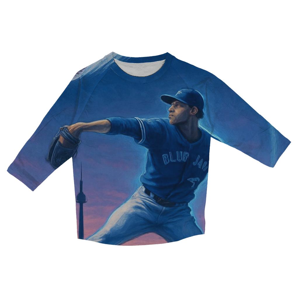 Skyline Curveball Arc Blue Jays Style custom 3/4 sleeve shirts