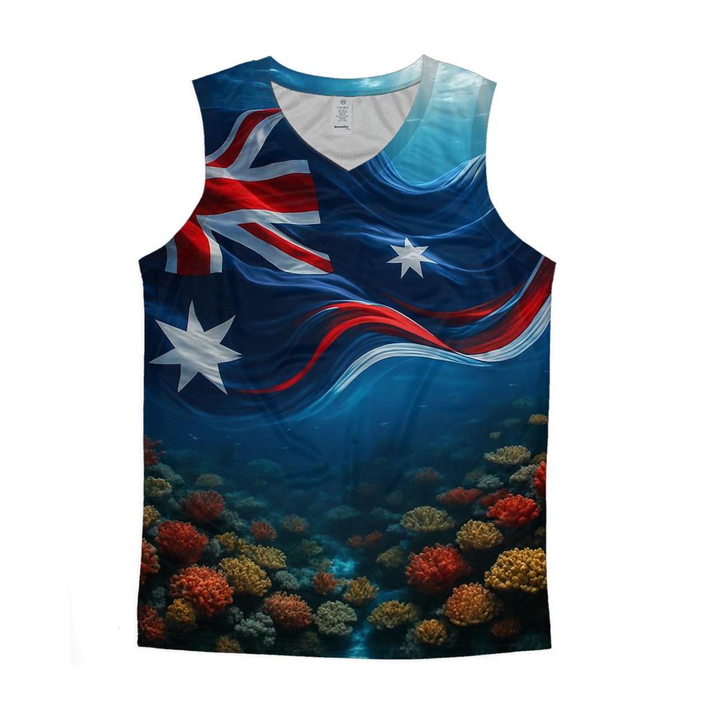 Australian Ocean Reef Flag Currents graphic print tank tops