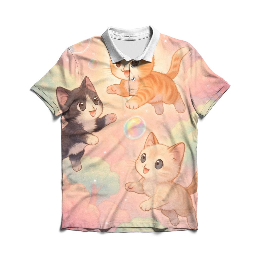 Cotton Candy Rainforest Kittens classic pique polos