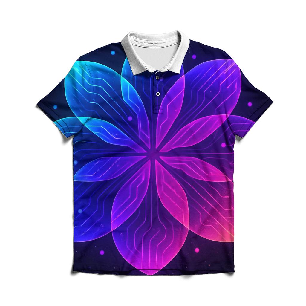 Aurora Circuit Bloom embroidered polo tops