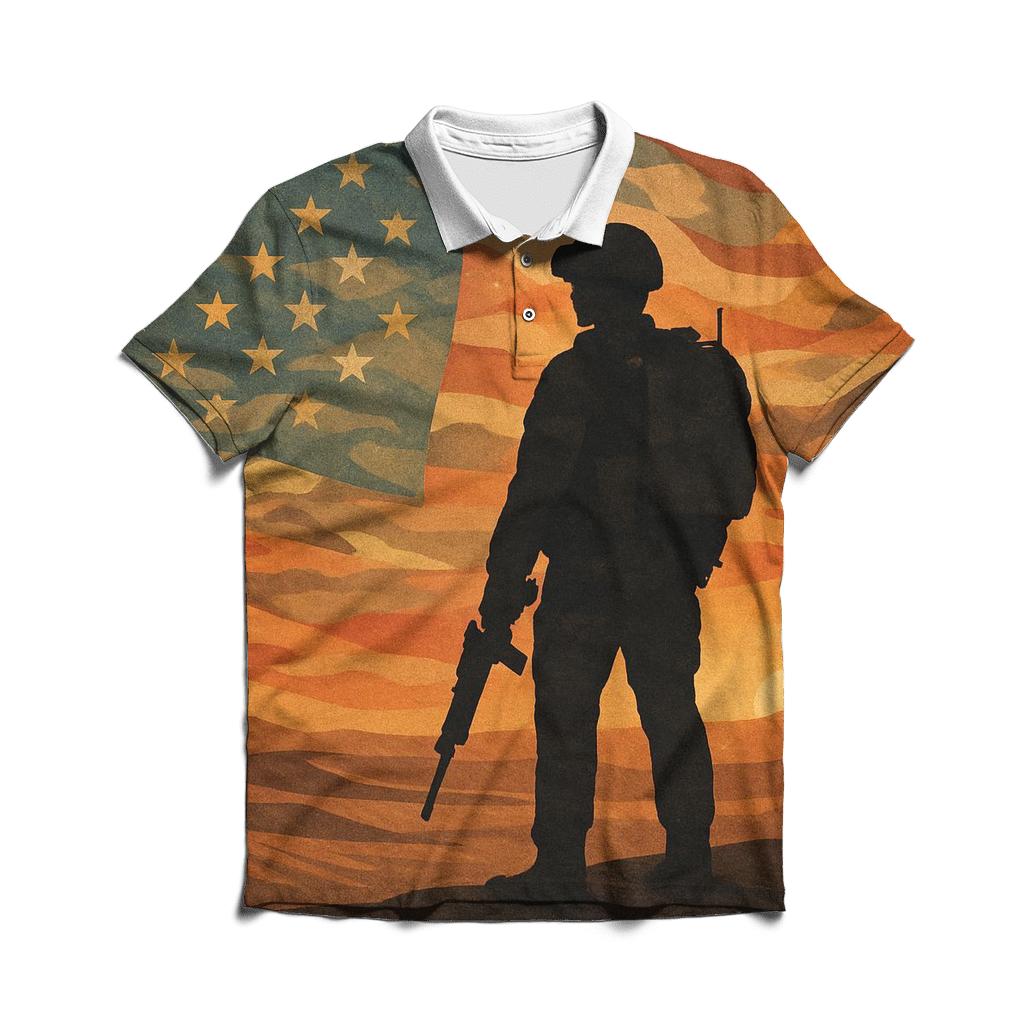 Desert Camo Stripes stylish collar polo tees