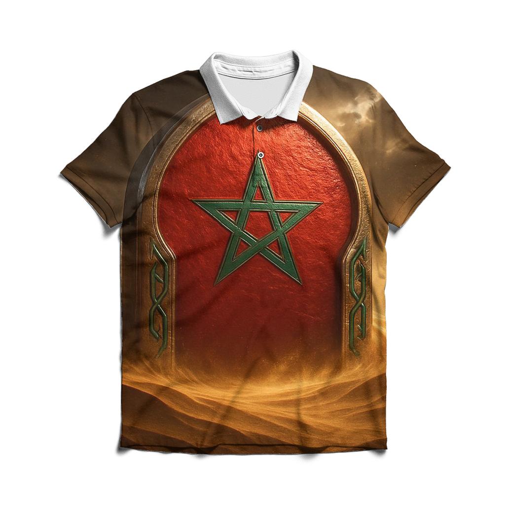 Moroccan Desert Gate Of Red And Green designer slim fit polos