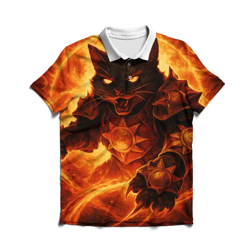 Solar Flare Battle Armor Cat custom polo shirts