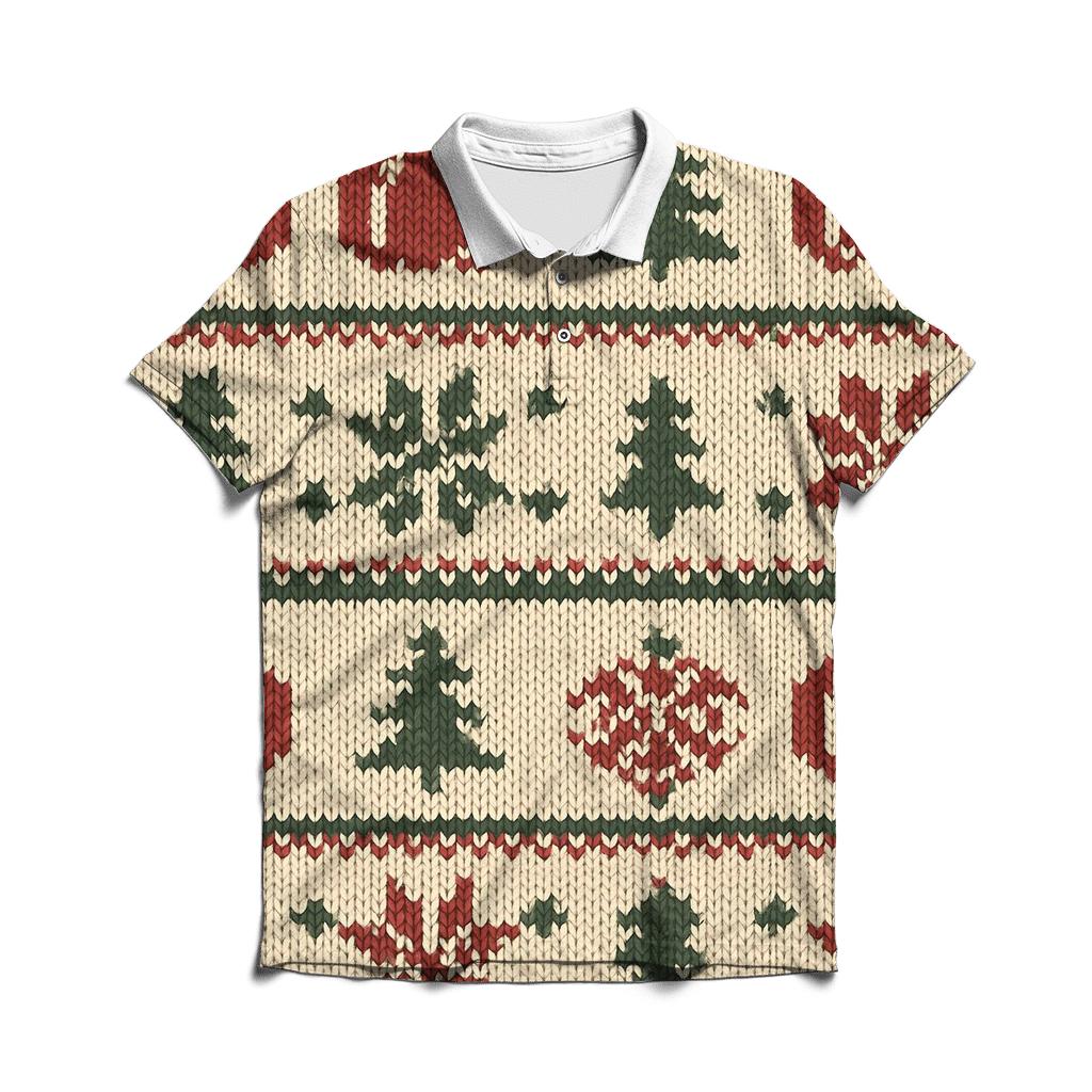 Nordic Knit Pumpkin Fair Isle Band designer slim fit polos