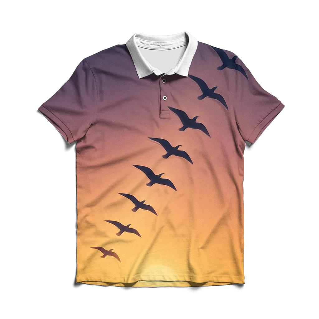 Golden Flight At Quiet Dusk stylish collar polo tees