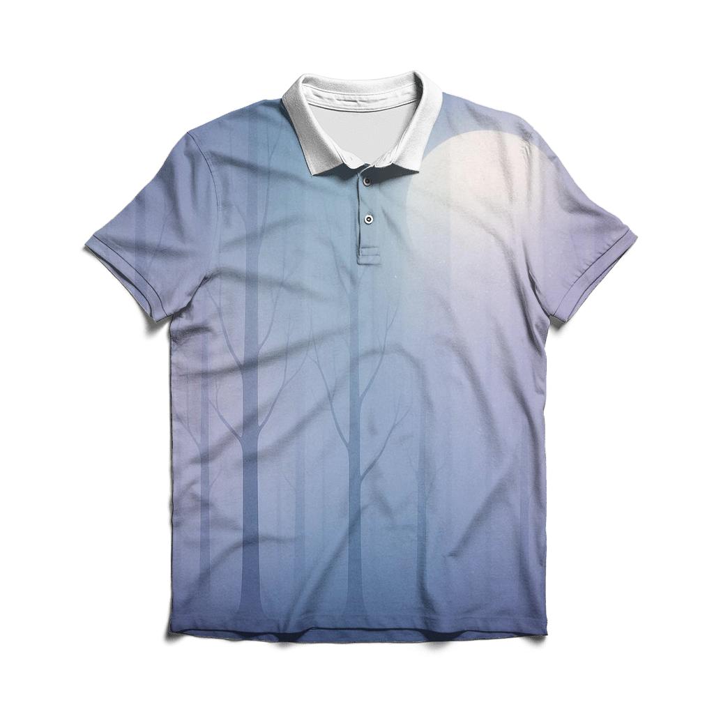 Lunar Veil Gradient Forest premium cotton polo shirts