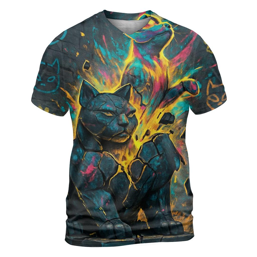 Graffiti Temple Guardian Cat unique graphic print tees