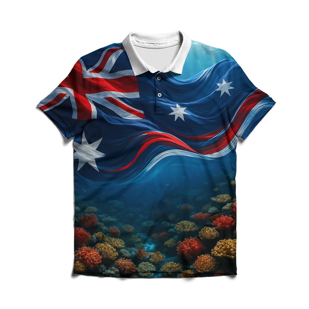 Australian Ocean Reef Flag Currents custom polo shirts