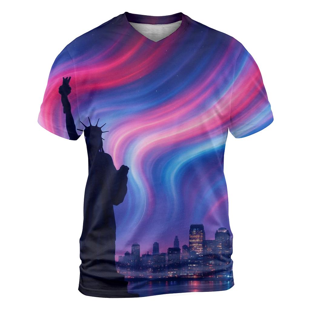 Liberty Skyline Aurora creative print fashion shirts
