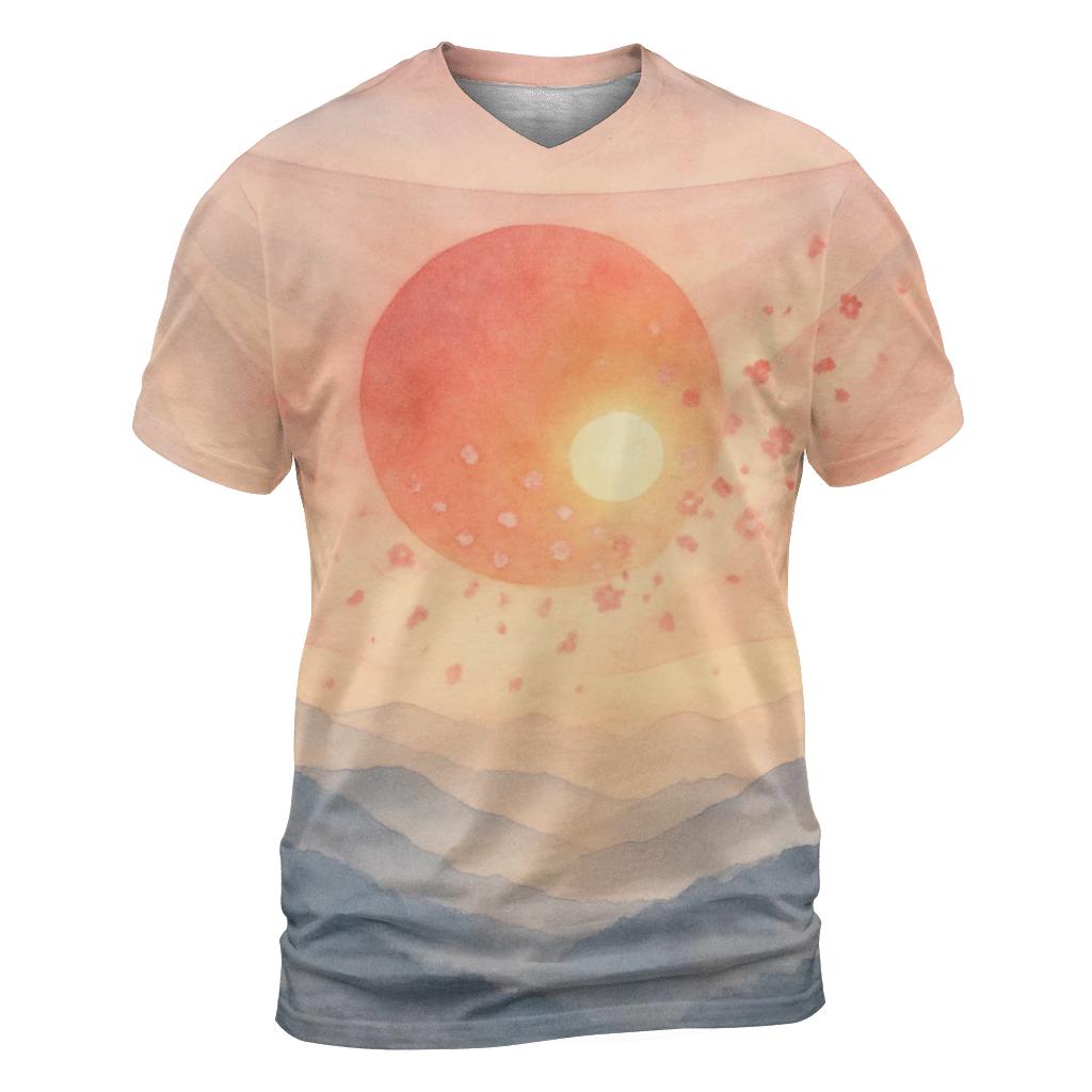 Aurora Over The Japanese Rising Sun custom all-over print shirts