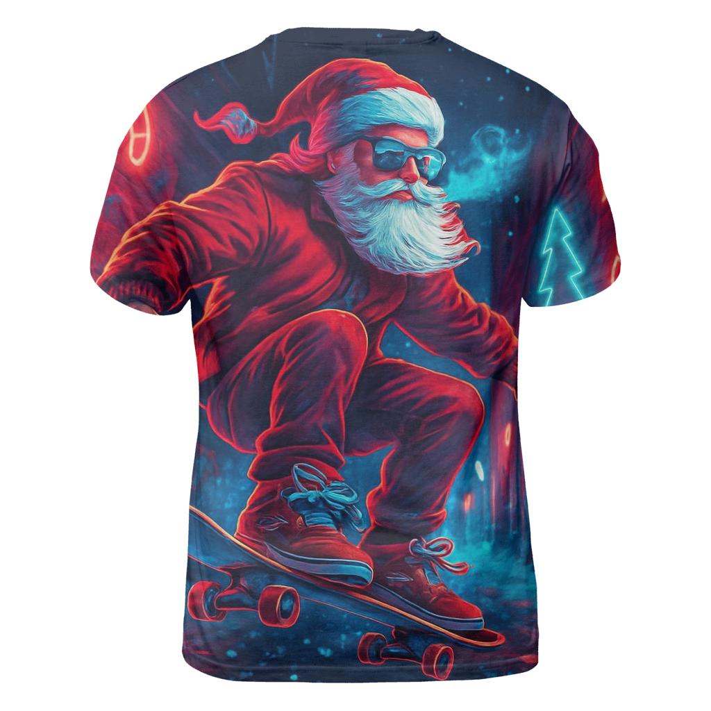 Neon Street Santa Skater Night unique graphic print tees
