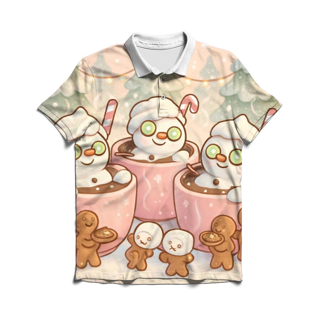 Snowman Hot Cocoa Spa Day designer slim fit polos