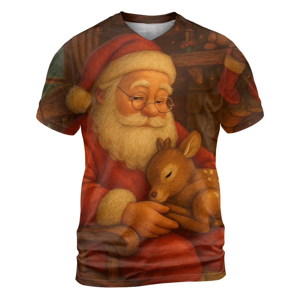 Santa Cozy Cabin Storybook Dream artistic all-over print tops