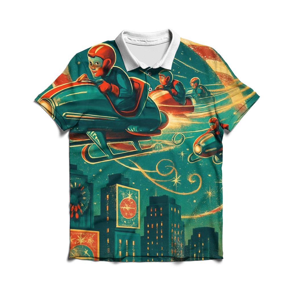 Retro Rocket Sleigh Speedway classic pique polos