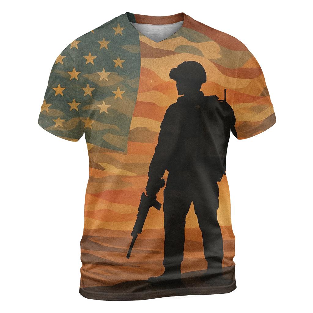 Desert Camo Stripes vibrant all-over design tees