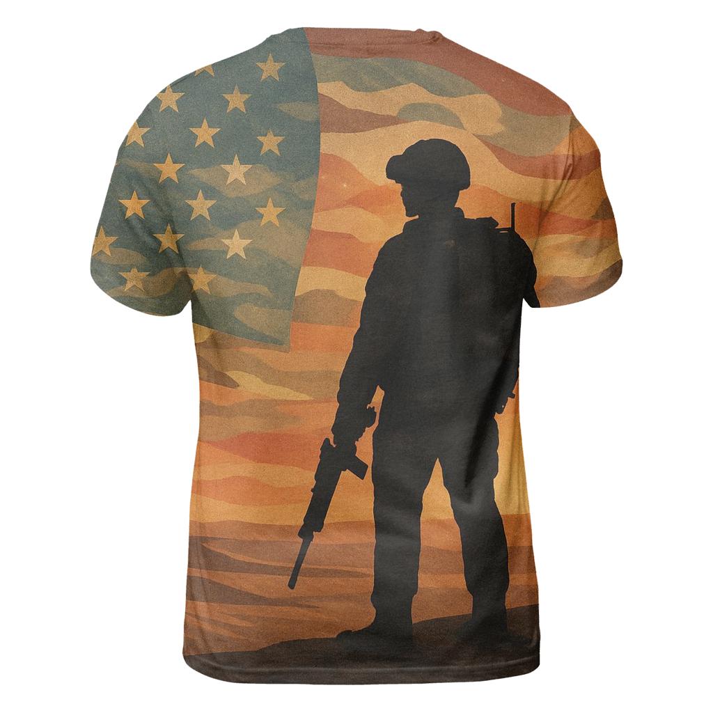 Desert Camo Stripes vibrant all-over design tees