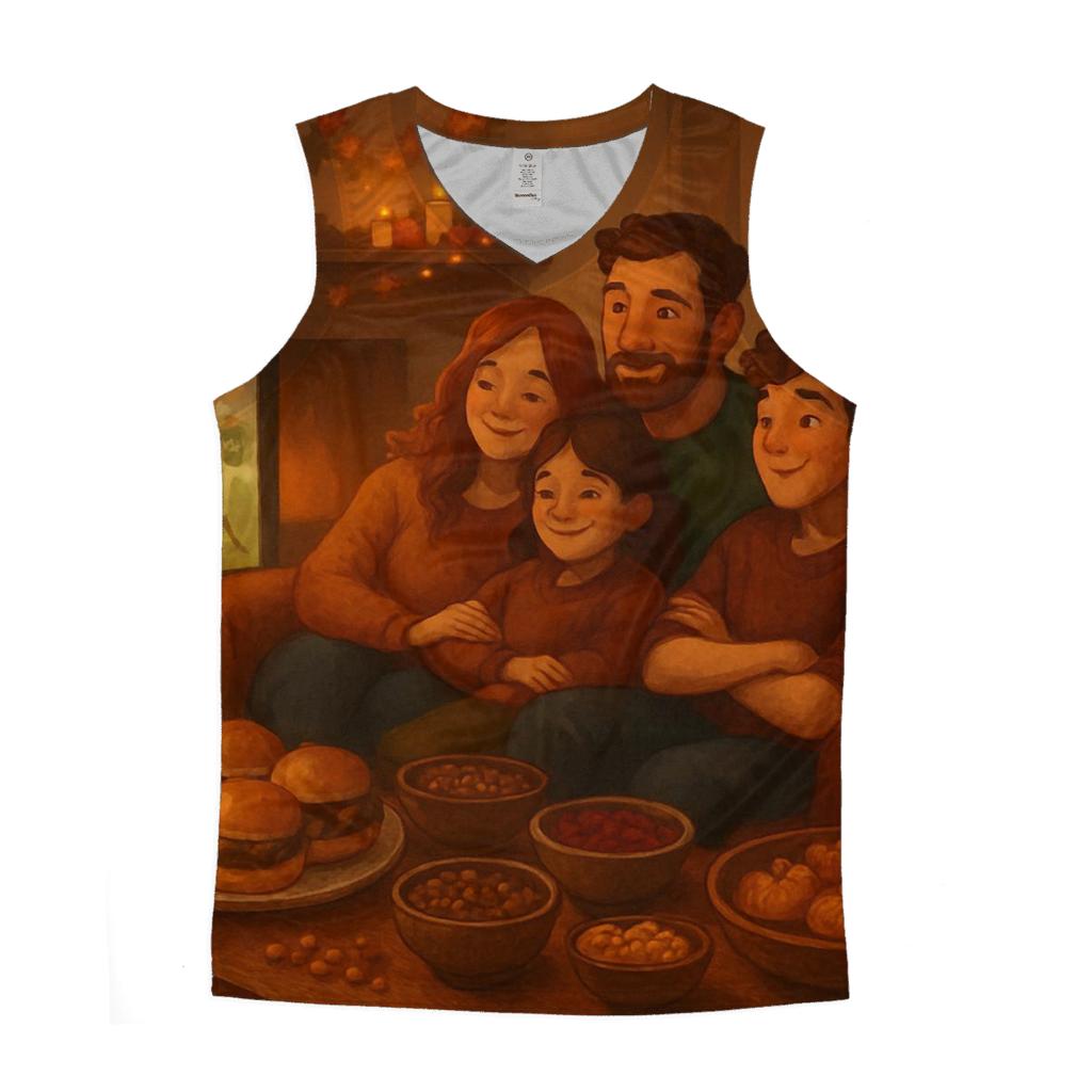 Cozy Couch Football And Feast graphic print tank tops