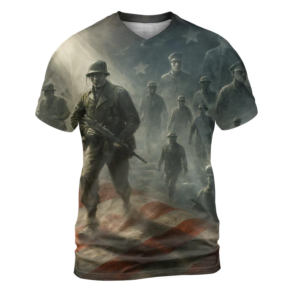 Liberty Guardian Battlefield Fusion vibrant all-over design tees
