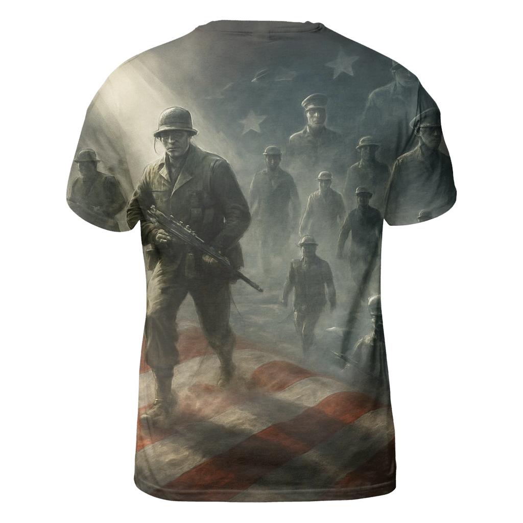 Liberty Guardian Battlefield Fusion vibrant all-over design tees