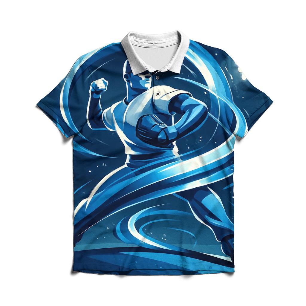 Chrome Wave Pitcher Spiral branded logo polo shirts