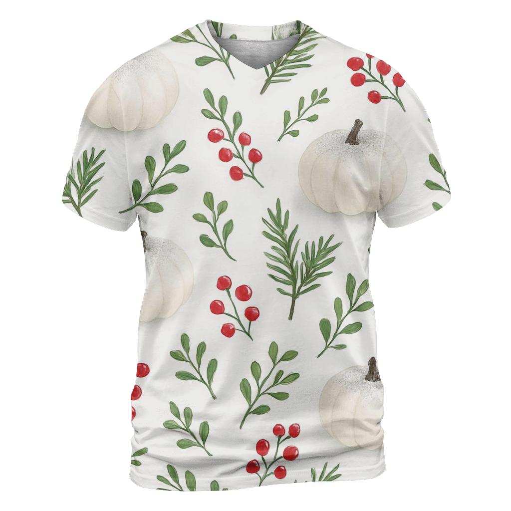 Snow Dusted Pumpkin Forest Scatter On White personalized full print shirts