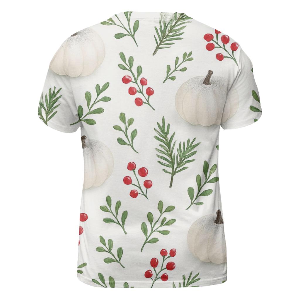 Snow Dusted Pumpkin Forest Scatter On White personalized full print shirts
