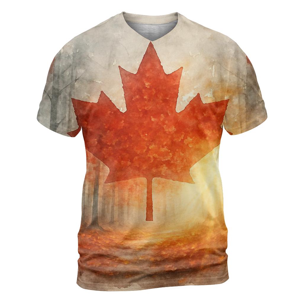 Canadian Maple Forest Double Exposure personalized full print shirts