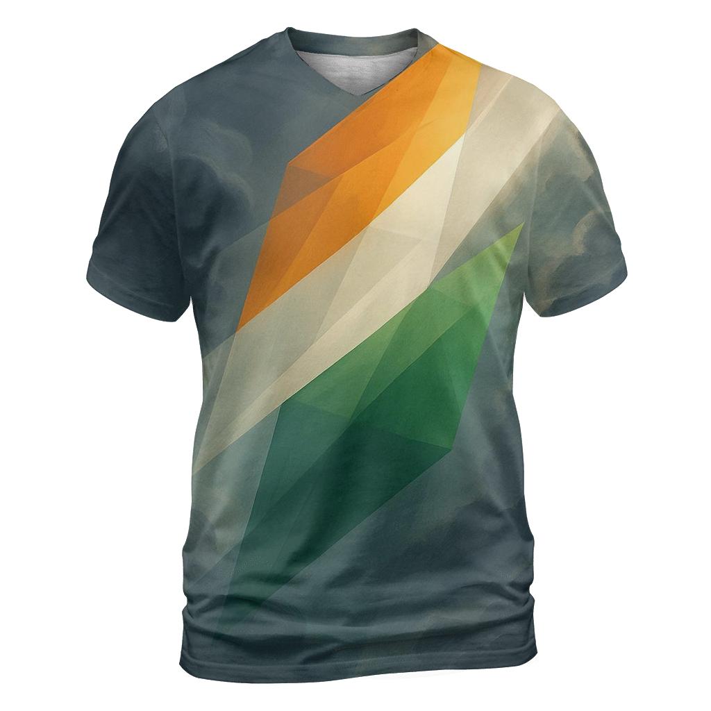 Indian Monsoon Sky Tricolor vibrant all-over design tees