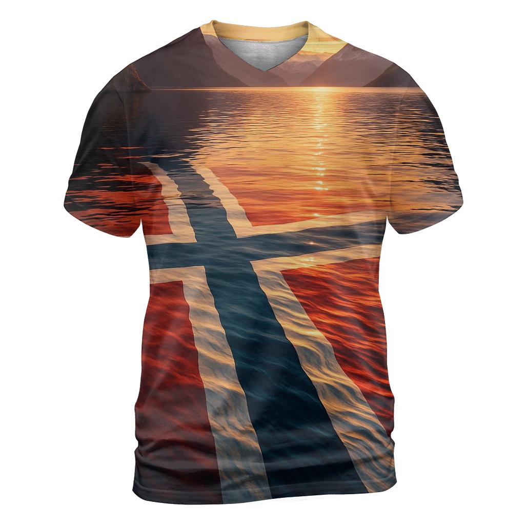 Norwegian Fjord Flag Waters custom all-over print shirts