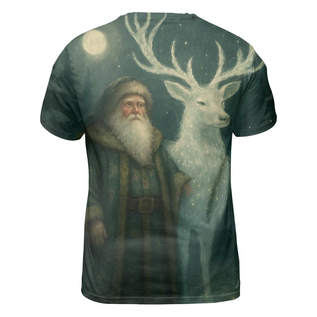 Forest Guardian Santa And Starlit Stag statement graphic shirts