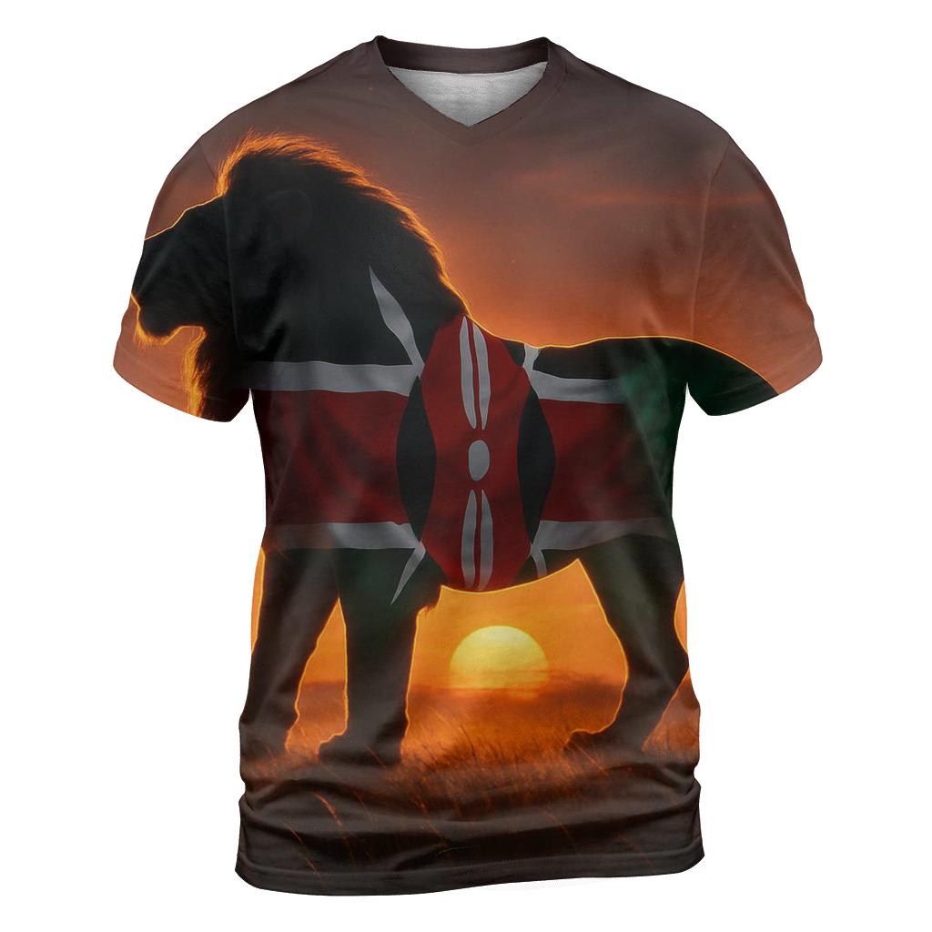 Kenyan Savannah Lion Flag Spirit creative print fashion shirts
