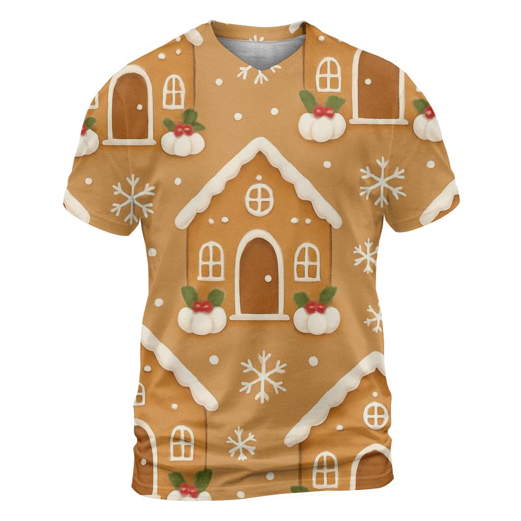 Gingerbread Village With Pumpkin Doorsteps custom all-over print shirts