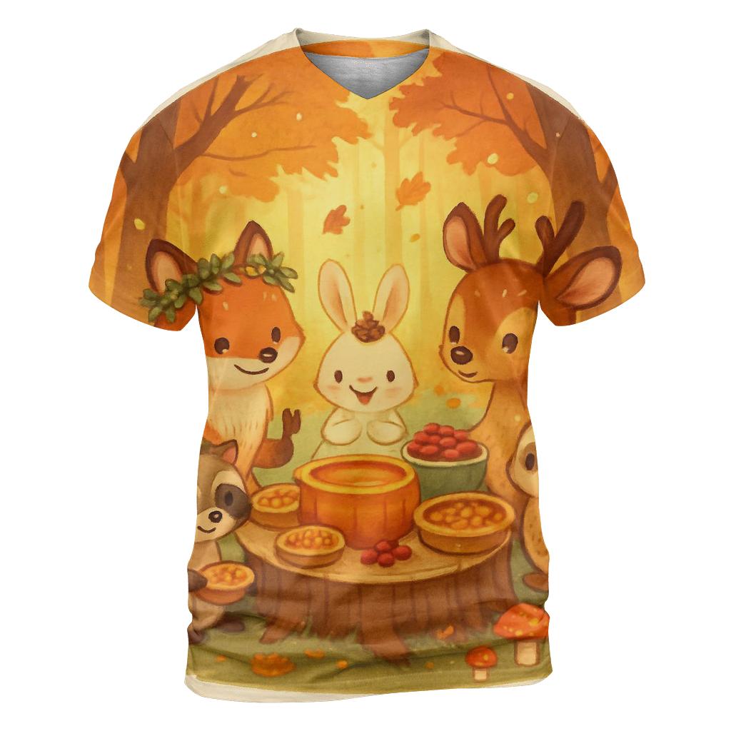 Woodland Friends Giving Feast personalized full print shirts