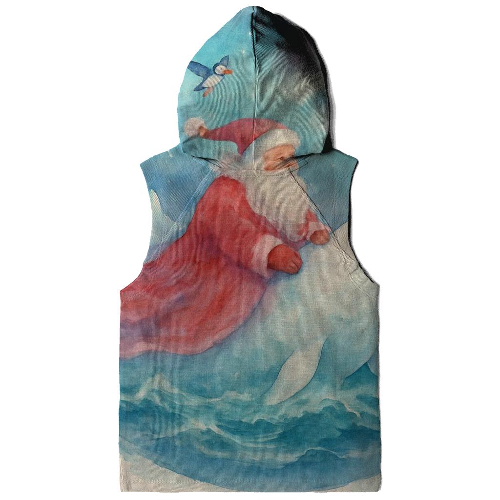Arctic Watercolor Santa And Whale graphic hoodies