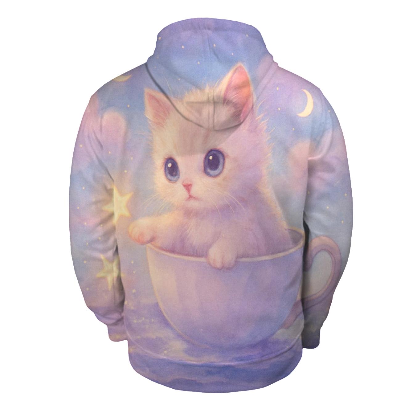 Starlit Teacup Kitten Voyage printed hoodies