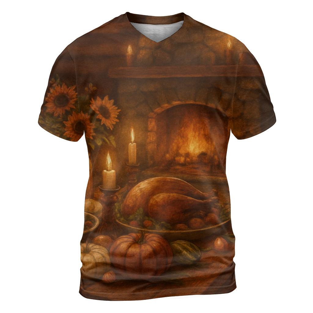 Cabin Hearth Harvest Evening statement graphic shirts