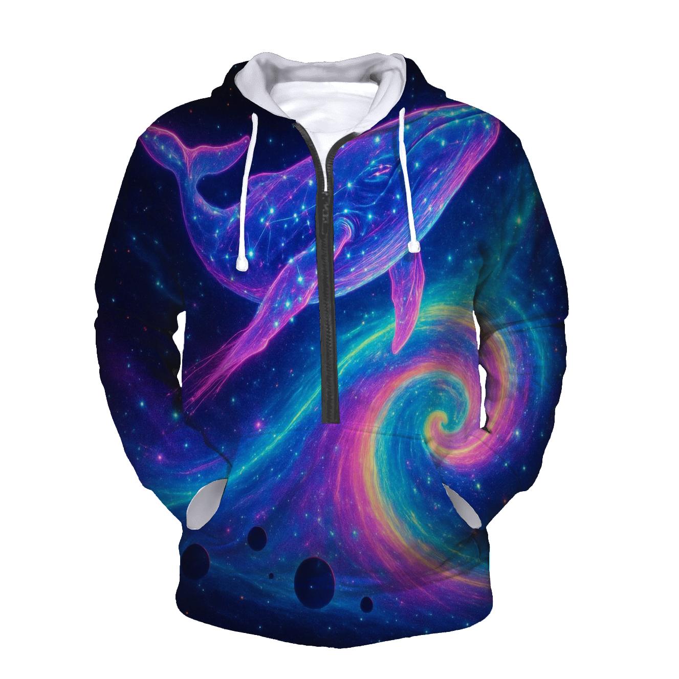Neon Whale Surfing The Spiral Arm custom hoodies